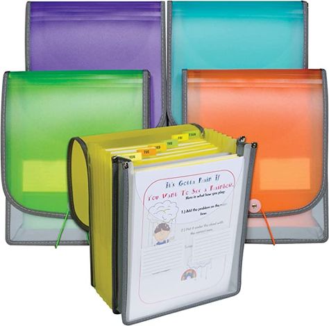 Amazon.com : C-Line 7-Pocket Vertical Backpack File, Assorted, 1" x 10 1/4" x 12 3/4" : Office Products Binder Accessories, Letter Organizer, Folder Organization, Backpack Organization, Mobile Security, School Supplies List, Document Storage, Jewel Tone Colors, Vertical Design