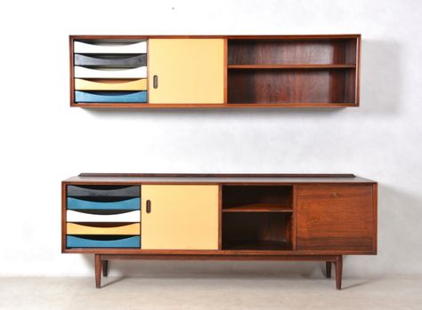 Mid Century Modern Sideboard, Wall Cupboard, Arne Vodder, Mid Century Sideboard, Credenza Sideboard, Credenza, Sliding Doors, Sideboard, Cupboard