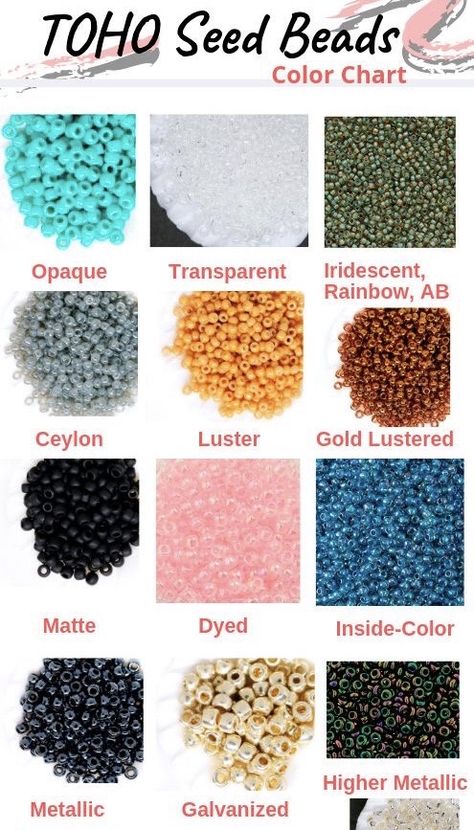 Different Types Of Seed Beads, Beads Types, Jj Bracelet, Sculpture Tutorial, Bead Sculpture, Bead Types, Beading Stitches, Bead Size Chart, Simple Beaded Necklaces