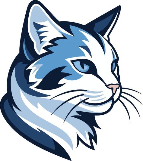 A sleek, stylized cat head logo, perfect for pet related businesses, sports teams, or any brand looking for a playful yet sophisticated mascot Cat Mascot, Sport Logo, Sports Teams, Sports Logo, Creative Logo, Sports Team, Vector Art, Vector Free, Royalty