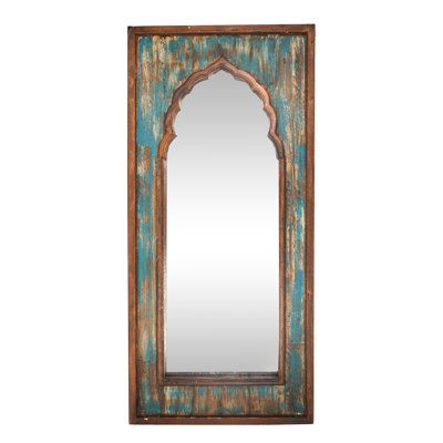 Inspired by the French gothic period, this mirror takes on the beautiful era is a must-have. Completely handmade and hand-painted this solid wood mirror is a beauty. Measurements will vary slightly, but usually 24x42 inches. | Gracie Oaks Mountview Cottage Farmhouse Accent Mirror Wood in Blue, Size 42.0 H x 24.0 W x 2.5 D in | Wayfair | Home Decor Mirror Tiles Bathroom, Mirror Above Fireplace, Gothic Period, Mirror Magic, Mirror Decor Ideas, French Gothic, Butterfly Mirror, Mirrored Console Table, Circle Mirror