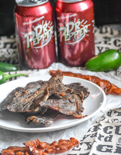 Dr Pepper Jalapeno Smoked Beef Jerky - 4 Sons 'R' Us Jalapeno Jerky Recipe, Smoked Beef Jerky Recipe, Simple Beef Jerky Recipe, Smoked Beef Jerky, Beef Jerky Recipe, Pepper Beef, Cherry Bread, Jerky Recipe, Beef Jerky Recipes