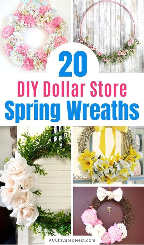 Spring Wreaths For Front Door Diy, Spring Door Decoration, Diy Floral Wreath, Diy Frühling, Spring Flower Wreath, Easter Wreath Diy, Easy Wreaths, Easy Diy Wreaths, Diy Spring Wreath