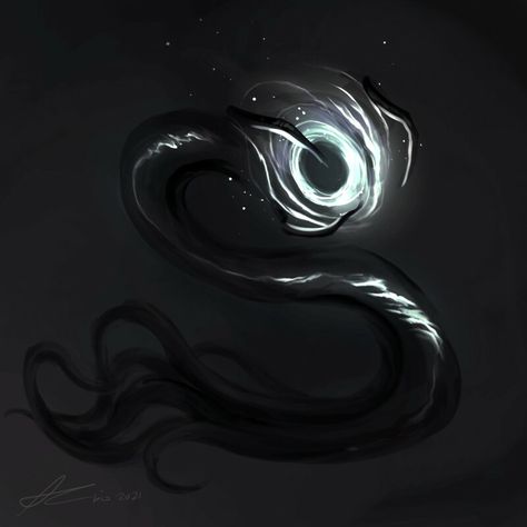 Black Hole Dragon, Black Hole Creature, Black Hole Monster, Dnd Space, Astral Magic, Anime Fanart Drawing, Shadow Creatures, Monster Ideas, Dark Creatures