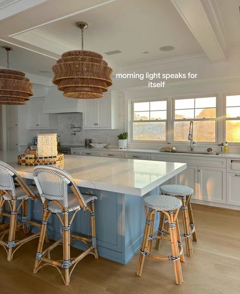 Blue And White Kitchen, Lily Blue, Island Homes, Dancing In The Kitchen, New England Home, Coastal House, Future Kitchen, New England Homes, House Hunters