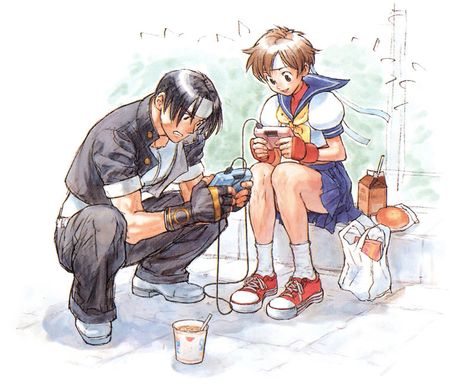 Kyo & Sakura Playing Games - Pictures & Characters Art - Capcom vs. SNK Kinu Nishimura, Sakura Street Fighter, Street Fighter Tekken, Street Fighter Iii, Capcom Vs Snk, Capcom Vs, Street Fighter Alpha, Snk King Of Fighters, Street Fighter Characters