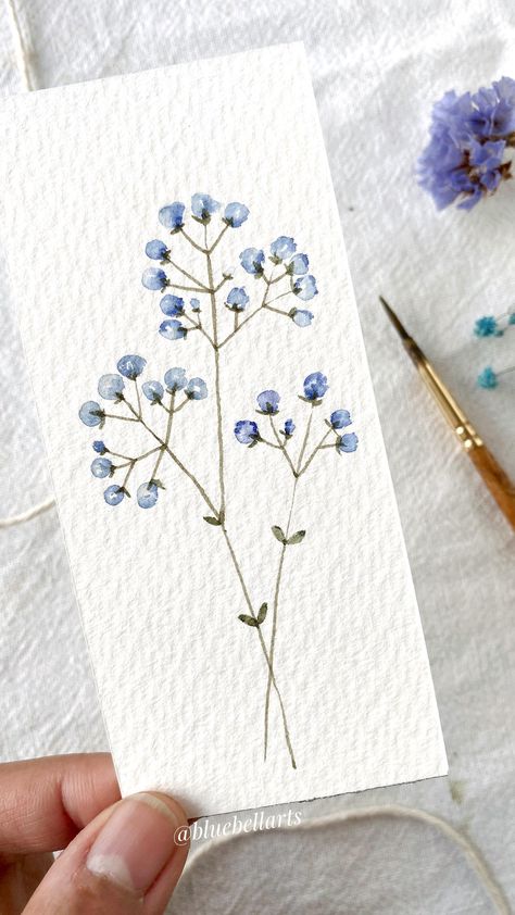 Bluebellarts by Padmini (@bluebellarts) • Instagram photos and videos Watercolour Easy, Blue Gypsophila, Butterfly Watercolor Painting, Watercolor Painting Easy, Easy To Paint, Learn Watercolor, Watercolor Paintings For Beginners, Colourful Flowers, Watercolor Bookmarks