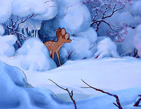 Deer Gif, Celebrate Each New Day, Disney Winter, Snow Gif, Pretty Movie, Bambi Disney, Disney Pics, Disney Characters Videos, Disney Gif