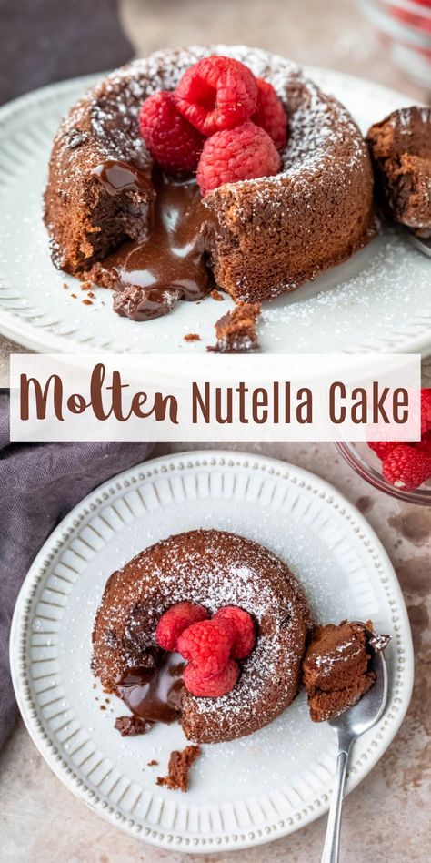 Best Chocolate Lava Cake Recipe, Cake Decorating Ideas Chocolate, Easy Cake Decor, Nutella Cakes, Nutella Lava Cake, Lava Cake Recipe Easy, Lava Cakes Recipe, Chocolate Cake Decor, Chocolate Molten Lava Cake