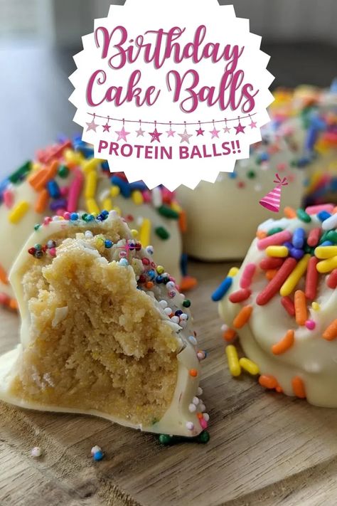 Protein Cake Balls, Protein Cake Pops, Protein Powder Cake, Cake Batter Protein, Protein Balls Recipes, Cake Ball, Easy Protein, Protein Cake, Healthy Protein Snacks