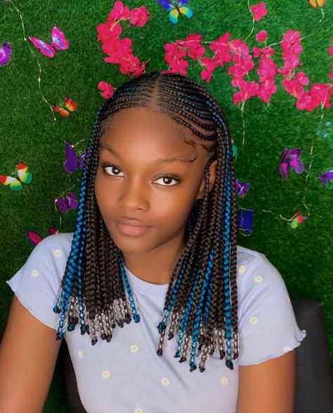 Braids with a pop of color Braids With Pop Of Color, Braid With Color, Fulani Braid, Cornrows With Beads, Color Braids, Latest Hair Braids, Black Kids Braids Hairstyles, Natural Hair Growth Tips, Box Braids Hairstyles For Black Women