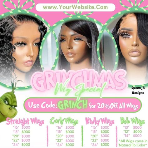 Wig Price List, Wig Sale, Hair Poster, Canva Flyer, Pricing Templates, Woman Hairstyles, Diy Wig, Hair Business, Small Business Advice