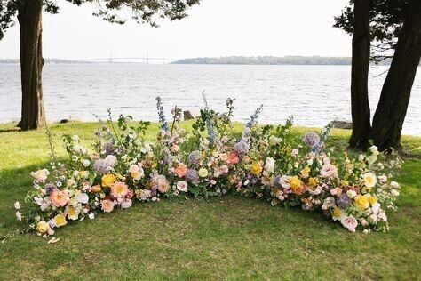 Chuppah Flowers, Floral Arch Wedding, Wedding Color Pallet, Altar Flowers, Colorful Wedding Flowers, Newport Wedding, Aisle Flowers, Eclectic Wedding, Arch Flowers