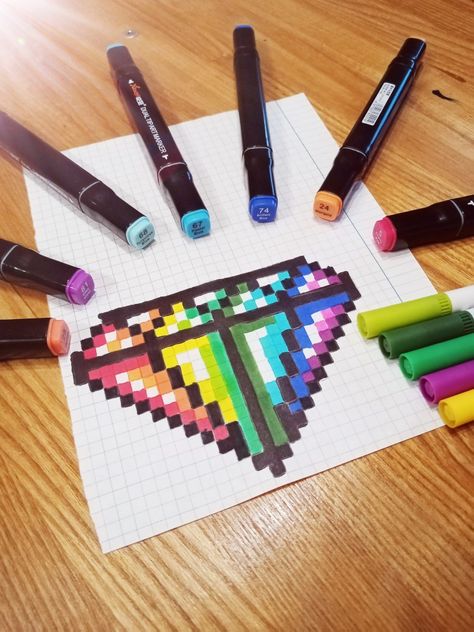 Diamond Pixel Art, Pixel Art Diamond, Square Drawing, Modele Pixel Art, Graph Paper Designs, Graph Paper Drawings, Pixel Color, Easy Pixel Art, Pixel Drawing