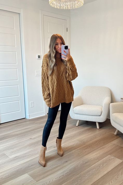 Tunic Sweater Outfits, Brown Tunic, Winter Sweater Outfits, Gray Tunic, Sweater Outfit, Cable Stitch, Fall 2023, Outfit Inspo Fall, Free People Sweater