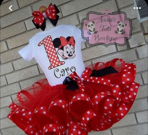 Minnie Mouse Tutu Outfit, Tutu Minnie, Baby Blessing Dress, Minnie Mouse Birthday Outfit, Ribbon Trim Tutu, Minnie Birthday Party, Diy Tutu, Mickey Mouse Clubhouse Birthday, African Dresses For Kids