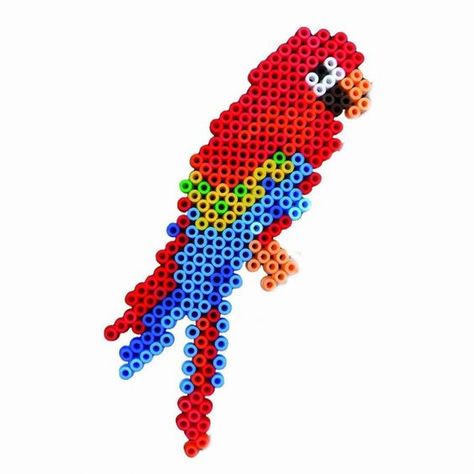 Parrot perler beads: Hamma Beads Ideas, Melty Bead Patterns, Pixel Beads, 3d Perler Bead, Hama Beads Design, Perler Bead Templates, Perler Crafts, Diy Perler Bead Crafts, Hama Beads Patterns