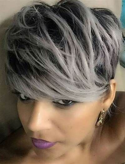 Black And Grey Hair, Grey Hairstyles, Short Blonde Pixie, Short Hair Styles African American, Gray Hairstyles, Dark Hair With Highlights, Silver Hair Color, Pixie Haircut For Thick Hair, Short Grey Hair