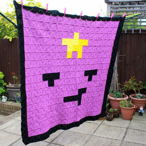 Pixel Art Blanket, Princess Pixel Art, Adventure Time Crochet, Art Blanket, Lumpy Space, Lumpy Space Princess, Space Princess, Pixel Crochet, Manta Crochet