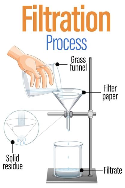 Diagram showing filtration process | Free Vector #Freepik #freevector #science-experiment #science-cartoon #cartoon-drawing #cartoon-grass Separating Mixtures, Chemistry Practical, Process Illustration, Chemistry Lab Equipment, Filtration Process, Science Diagrams, Science Cartoons, Handwriting Practice Sheets, Chemistry Labs