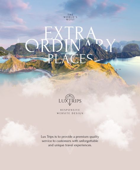 Luxury Travel Agency - Luxtrips.co on Behance Travel Agency Quotes, Luxury Travel Website Design, Luxury Travel Agency Branding, Travel Company Branding, Luxury Travel Branding, Travel Branding Design, Luxury Poster Design, Travel Agency Design, Travel Design Inspiration