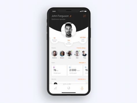 Mi fit profile animation concept App Profile Design, Profile Ux Design, Profile Card Ui, Profile Ui Web, App Design Profile, Fitness Profile, Profile App Ui, Profile Animation, Profile Iphone