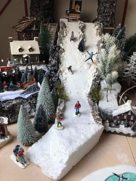 Diy Christmas Village Platform, Christmas Tree Village Display, Diy Christmas Village Displays, Christmas Tree Village, Lemax Christmas Village, Christmas Village Sets, Christmas Village Accessories, Ski Slope, Lemax Christmas