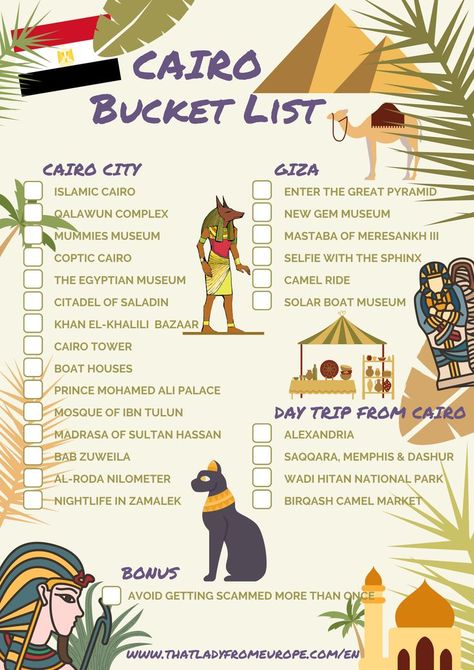 Everything I would like to see while staying in #Cairo. It's probably a 10 days long bucket list! How many of these have you already seen? #Egypt #bucketlist #pyramids Egypt Resorts, Giza Egypt, Egypt Culture, Holiday Travel Destinations, Time Traveler, Visit Egypt, Egypt Travel, The Nile, Cairo Egypt