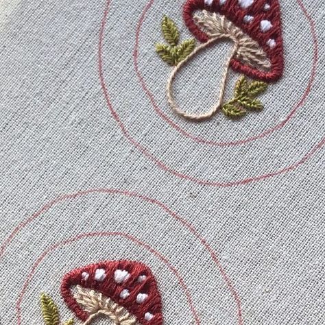 Emma | er.embroidery 🪡🌸🌱 on Instagram: "🍄🌿🪡 Mushroom Car Charms available at erembroidery.com | They’re perfect to add a little decoration to your car rear view mirror! . . . #handembroidery #modernembroidery #embroideryart #embroideryhoop" Hand Embroidered Mushroom, Easy Mushroom Embroidery, Mushroom Embroidery Simple, Embroidery Mushrooms Simple, Embroidery Mushrooms, Car Embroidery, Mushroom Embroidery, Clothes Embroidery Diy, Embroidery On Clothes