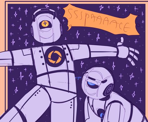 Portal Matching Pfp, Wheatley Portal Fanart, Portal 2 Fanart, Portal Fanart, Portal Memes, Portal Wheatley, Space Core, The Cake Is A Lie, Robot Design Sketch