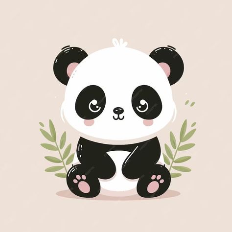 Panda Illustration Cute, Panda Vector, Cute Panda Cartoon, Panda Images, Panda Cartoon, Panda Illustration, Baby Photo Frames, Black And White Outfit, Black White Outfit