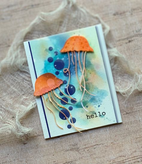 IMG_3166 Diy Pop Up Card, Jellyfish Craft, Diy Pop, Metal Craft, Shrink Plastic, Metal Crafts, Felt Fabric, Memory Box, Jellyfish