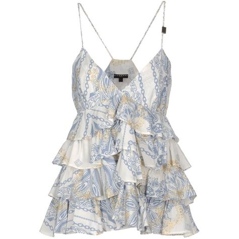 Richmond Denim Top ($145) ❤ liked on Polyvore featuring tops, shirts, tank tops, white, sleeveless tank, white tank, ruffle tank top, zipper shirt and sleeveless tank tops Greece Summer Outfits, Outfits Greece, Frilly Shirt, Tank Tops White, White Ruffle Shirt, Greece Outfit, Frilly Top, Greece Summer, Zipper Shirt