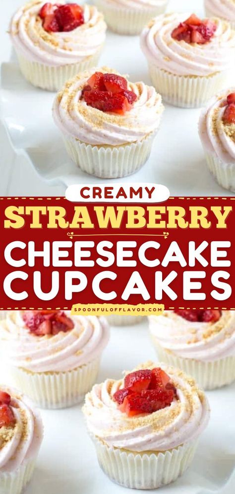 Pink Cupcake Flavors, Strawberry Cheesecake Filled Cupcakes, Cupcake With Cheesecake Filling, Cheesecake Flavored Cupcakes, Raspberry Cheesecake Filling, Vanilla Cupcake With Filling, Cheesecake Cupcake Filling, Cupcake Recipes Filled, Strawberry Cheesecake Cupcakes Recipe