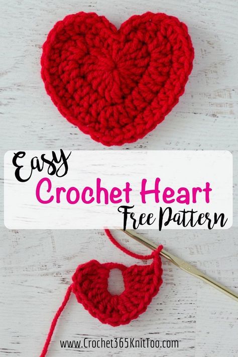 Easy Crochet Heart, Free Heart Crochet Pattern, Crocheted Hearts, Crochet Valentine Patterns, Crochet Valentine, Crochet Hearts, Crochet Embellishments, Heart Crochet, Crochet Heart Pattern