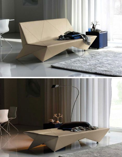 Unfolding Interior Design: Origami-Inspired Furniture Origami Furniture, Cardboard Chair, Diy Furniture Cheap, Cardboard Design, Paper Furniture, Leather Sofa Bed, Modern Sofa Designs, Diy Furniture Hacks, Diy Furniture Renovation