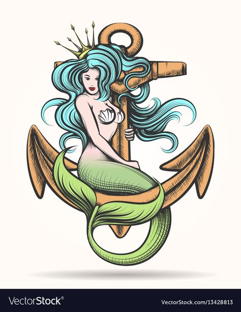 Rusty Anchor, Mermaid Pinup, Pin Up Mermaid, Tattoo Mermaid, Siren Mermaid, Anchor Tattoos, Mermaid Drawings, Mermaid Tattoo, Mermaid Tattoos