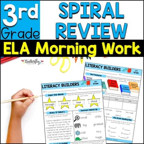 3rd Grade ELA Spiral Review Daily Grammar Morning Work Grade 3 Language Practice 3rd Grade Word Work, 3rd Grade Ela Worksheets, Third Grade Morning Work, Poetry Word, Third Grade Ela, 3rd Grade Words, Reading Homework, Ela Worksheets, Common Core Ela