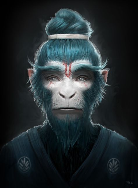 ArtStation - Blue monkey, Jean-Michel Bihorel साईं बाबा, Monkey Wallpaper, Blue Monkey, Wise Monkeys, Pencak Silat, Monkey Art, Alien Concept, Alien Concept Art, A Monkey