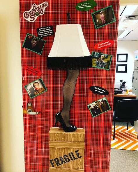 Door decoration 2017 #achristmasstory #leglamp #doordecor A Christmas Story Decorations Office, Christmas Story Door Decorations, A Christmas Story Door Decoration, Christmas Story Door Decorating Contest, Office Door Decorating Contest, Christmas Cubicle, Bedroom Door Decorations, Police Christmas, Diy Christmas Door Decorations