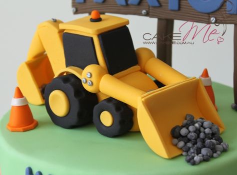 Construction Birthday Party Cakes, Construction Theme Cake, Excavator Cake, Digger Cake, Construction Birthday Cake, Fondant Cake Tutorial, Cake Decorating Flowers, Thirtieth Birthday, Construction Cake