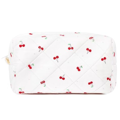 SOIDRAM Quilted Makeup Bag Floral Cosmetic Bag Puffy Coquette Makeup pouch Aesthetic Cute Travel Toiletry Bag Organizer HZBxSHxCxZx2PxT1, CHERRY, Medium Makeup Pouch Aesthetic, Pouch Aesthetic, Coquette Makeup, Quilted Makeup Bag, Travel Toiletry Bag, Aesthetic Cute, Bag Organizer, Travel Toiletries, Toiletry Bag Travel