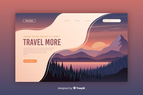 Camp Website, Travel Landing Page, Website Color Schemes, Flat Web Design, Computer Science Programming, Adventure Logo, Landing Page Template, Graphic Designer Portfolio, Travel Logo