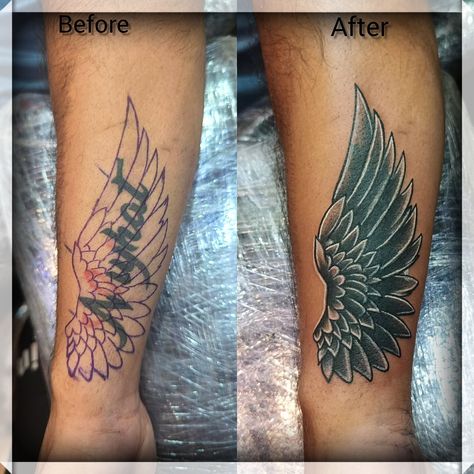 Coverup Tattoos Men, Coverup Tattoo Design For Man, Cover Up Tattoos For Men Arm, Cover Up Tattoos Before And After, Small Feather Tattoo, Forearm Cover Up Tattoos, Cover Up Tattoos For Men, Tatuaje Cover Up, Dynamic Tattoo