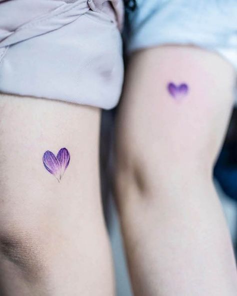 Tiny Purple Heart Tattoo, Purple Heart Tattoo, Hummingbird Tattoo Watercolor, Purple Heart Tattoos, Feather Tattoo Black, Watercolor Heart Tattoos, Heart Flower Tattoo, Purple Flower Tattoos, Small Watercolor Tattoo