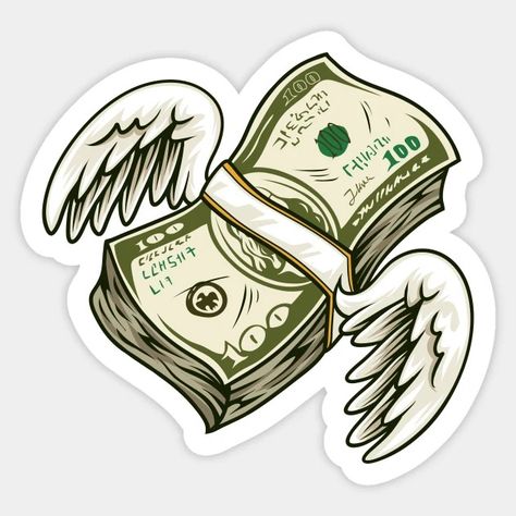 Money With Wings - Money - Sticker | TeePublic Money With Wings, Money Design Art, Alcohol Pictures, Phone Cover Stickers, Stickers Animals, Weird Stickers, Money Stickers, Neo Pop, Money Spells That Work