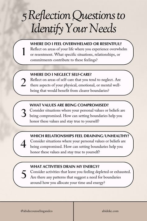 5 reflection questions to identify your boundaries and needs so that you can start decreasing resentment and increasing your confidence! Stick Up For Yourself, Feeling Burnt Out, Skin Natural Remedies, Set Boundaries, Reflection Questions, Natural Sleep Remedies, Writing Therapy, Essential Questions, Cold Home Remedies