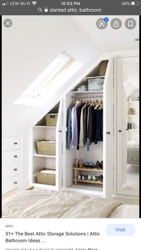 Built In Wardrobe Designs, تحت الدرج, Attic Bedroom Storage, Attic Closet, Small Attic, Attic Design, Attic Bathroom, Attic Bedrooms, Small Closets