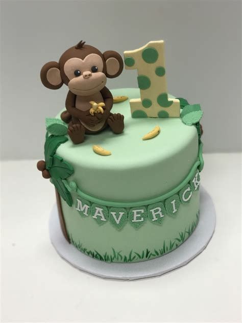 Monkey Birthday Cakes, Birthday Monkey, Cake Designs For Boy, Baby Boy Birthday Cake, Monkey Cake, Cake Liner, Jungle Cake, Safari Cakes, Monkey Birthday