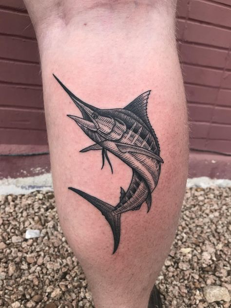 Marlin by Nick Wallerstedt Deep Sea Fishing Tattoo, White Marlin Tattoo, Traditional Marlin Tattoo, Marlin Tattoo For Men, Marlin Fish Tattoo, Saltwater Fish Tattoo, Blue Marlin Tattoo, Mahi Mahi Tattoo, Sailfish Tattoo